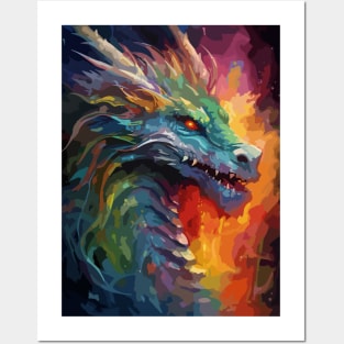 Fantasy Dragon Watercolor Painting Abstract Art Posters and Art